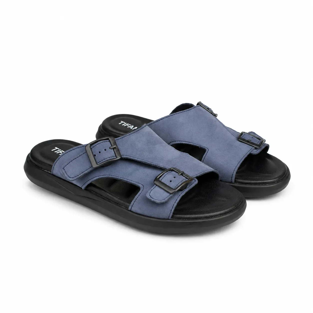 Sandales pour homme 035 bleu daim nibique   miniature